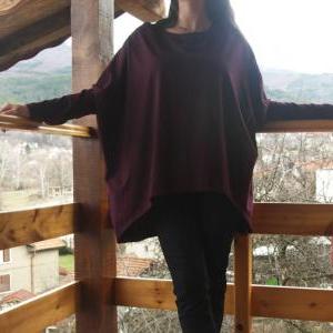 Assymetric Over-sized Long Sleeve Jersey Tunic