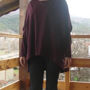 Assymetric Over-sized Long Sleeve Jersey Tunic